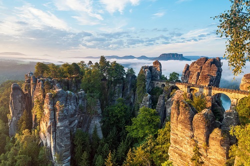 Pirna, sächsische Schweiz Sonnenaufgang mit Picknick